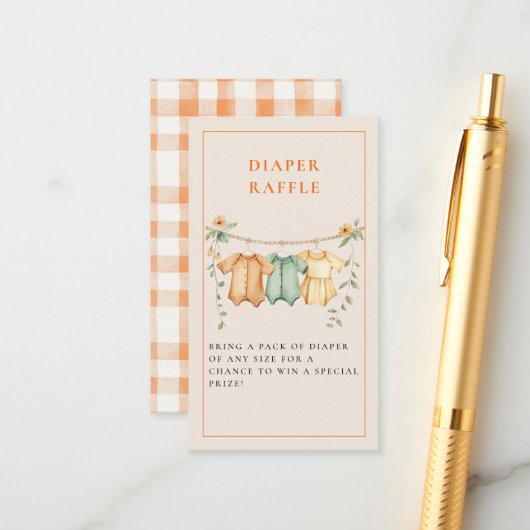 Kleine Cutie Citrus Oranje Baby shower Informatiekaartje (Voorkant / Achterkant in situ)