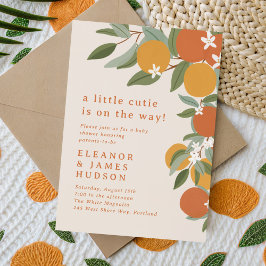 Kleine Cutie Citrus Oranje Baby shower Kaart