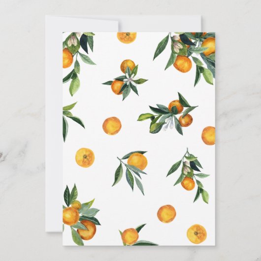 Kleine Cutie Citrus Oranje Baby shower Kaart (Achterkant)