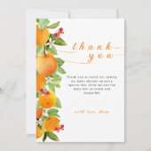 Kleine Cutie Citrus Sinaasappel Clementine Baby sh Bedankkaart (Voorkant)