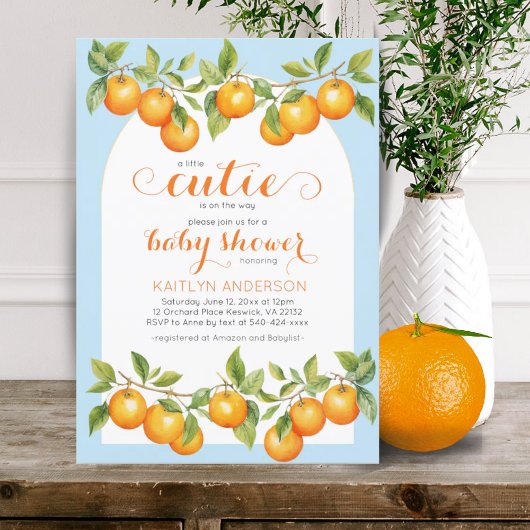 Kleine Cutie Citrus Sinaasappel Clementine Baby sh Kaart