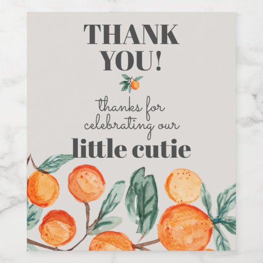 Kleine cutie citrus sinaasappel gunst cadeau label wijn etiket (Enkel label)