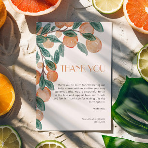 Kleine Cutie Citrus Sinaasappels Groene Blad Baby  Bedankkaart