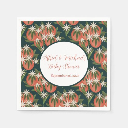 Kleine Cutie Clementine Groene Neutrale Baby showe Servet (Voorkant)