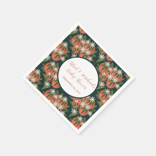 Kleine Cutie Clementine Groene Neutrale Baby showe Servet (Hoek)