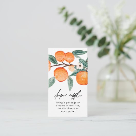 Kleine Cutie Clementine Luier Raffle Kaarten (Staand voorkant)