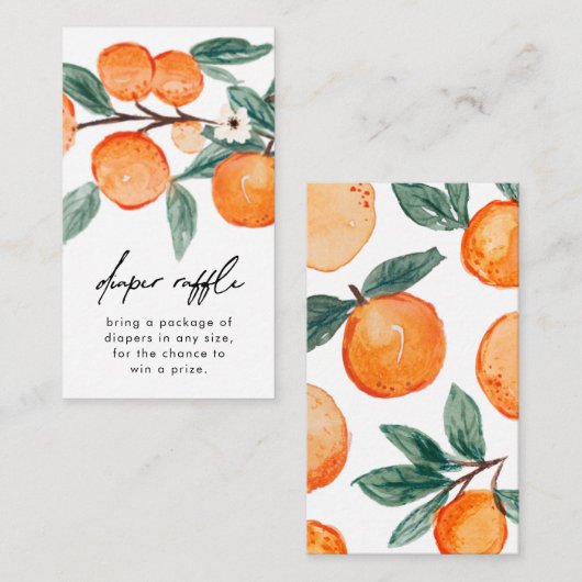 Kleine Cutie Clementine Luier Raffle Kaarten (Voorkant / Achterkant)