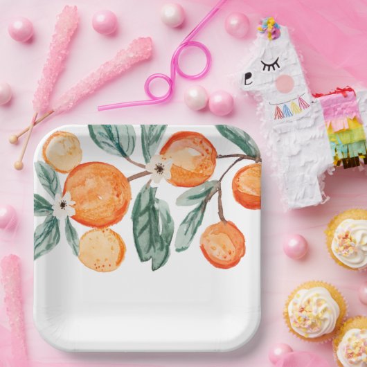 Kleine Cutie Clementine Party Papier Borden Papieren Bordje (Feest)