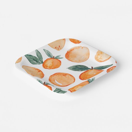 Kleine Cutie Clementine Party Papier Borden Papieren Bordje (Gebogen)