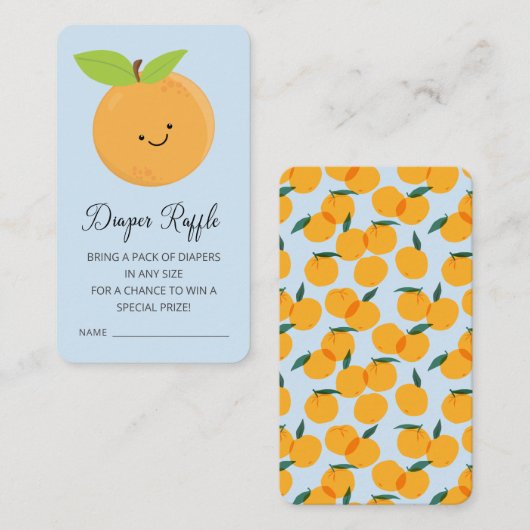 Kleine Cutie Diaper Raffle Ticket Enclosure Informatiekaartje (Voorkant / Achterkant)