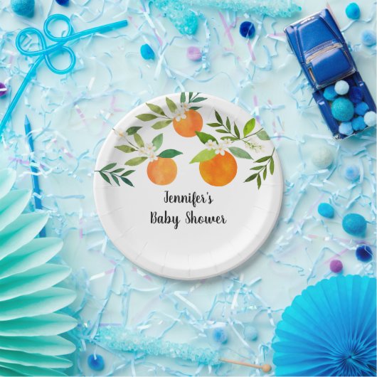 Kleine Cutie Groen Bloemen Baby shower Papieren Bordje (Feest)