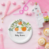Kleine Cutie Groen Bloemen Baby shower Papieren Bordje (Feest)