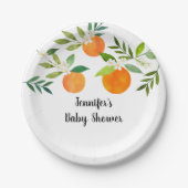 Kleine Cutie Groen Bloemen Baby shower Papieren Bordje (Voorkant)