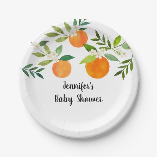 Kleine Cutie Groen Bloemen Baby shower Papieren Bordje (Voorkant)