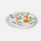 Kleine Cutie Groen Bloemen Baby shower Papieren Bordje (Gekanteld)