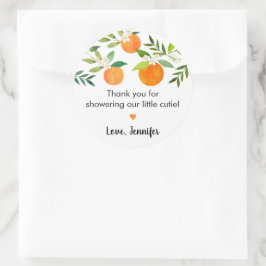 Kleine Cutie Groen Bloemen Baby shower Ronde Sticker