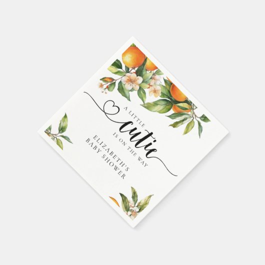 Kleine Cutie Groen Sinaasappel Baby shower Servet (Hoek)