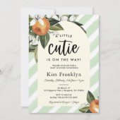 Kleine Cutie is onderweg Oranje Baby shower Invi Kaart (Voorkant)