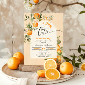 Kleine cutie is op de weg citrus baby shower kaart