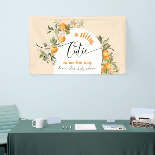 Kleine cutie is op de weg citrus baby shower spandoek (Beurs)