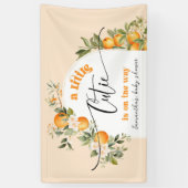 Kleine cutie is op de weg citrus baby shower spandoek (Verticaal)