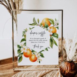 Kleine Cutie Luier Raffle Teken Citrus Baby shower Poster