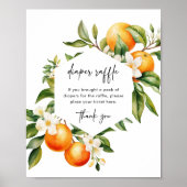 Kleine Cutie Luier Raffle Teken Citrus Baby shower Poster (Voorkant)