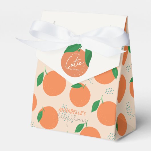 Kleine Cutie Modern Oranje Baby shower Bedankdoosjes (Voorkant Zijde)