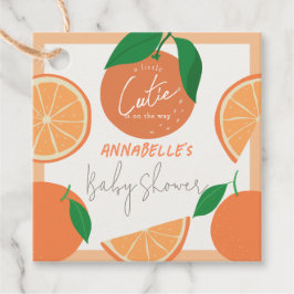 Kleine Cutie Modern Oranje Baby shower Bedankjes Labels