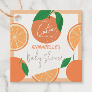 Kleine Cutie Modern Oranje Baby shower Bedankjes Labels