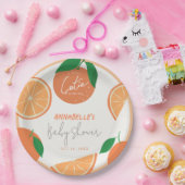 Kleine Cutie Modern Oranje Baby shower Papieren Bordje (Feest)