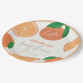 Kleine Cutie Modern Oranje Baby shower Papieren Bordje (Gekanteld)