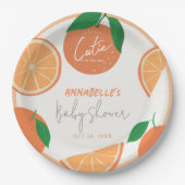 Kleine Cutie Modern Oranje Baby shower Papieren Bordje (Voorkant)
