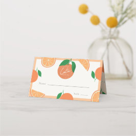 Kleine Cutie Modern Oranje Baby shower Plaatskaartje