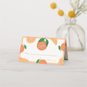 Kleine Cutie Modern Oranje Baby shower Plaatskaartje