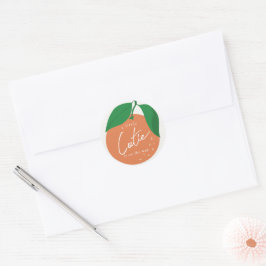 Kleine Cutie Modern Oranje Baby shower Ronde Sticker