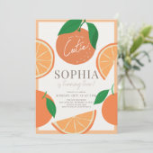 Kleine Cutie Modern Oranje Meisje Verjaardag Kaart (Staand voorkant)