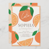 Kleine Cutie Modern Oranje Meisje Verjaardag Kaart (Voorkant / Achterkant)