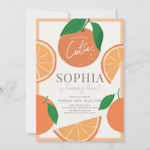 Kleine Cutie Modern Oranje Meisje Verjaardag Kaart