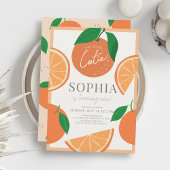 Kleine Cutie Modern Sinaasappel 1e Verjaardag Kaart