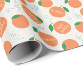 Kleine Cutie Modern Sinaasappel Kids Verjaardag Cadeaupapier (Rol Hoek)