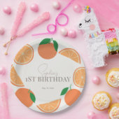 Kleine Cutie Modern Sinaasappel & Sinaasappel Slic Papieren Bordje (Feest)