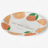 Kleine Cutie Modern Sinaasappel & Sinaasappel Slic Papieren Bordje (Gekanteld)