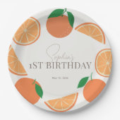 Kleine Cutie Modern Sinaasappel & Sinaasappel Slic Papieren Bordje (Voorkant)