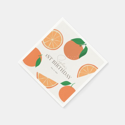 Kleine Cutie Modern Sinaasappel Verjaardag Servet (Hoek)