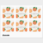 Kleine Cutie Modern Sinaasappel Verjaardag Vierkante Sticker (Vel)