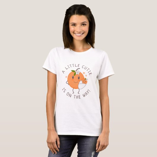 Kleine Cutie Onderweg | SCHATTIGE ORANJE BABY SHOW T-shirt (Voorkant volledig)