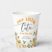 Kleine cutie op de weg baby shower sinaasappels papieren bekers (Achterkant)