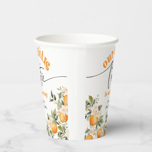 Kleine cutie op de weg baby shower sinaasappels papieren bekers (Rechts)