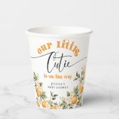 Kleine cutie op de weg baby shower sinaasappels papieren bekers (Voorkant)